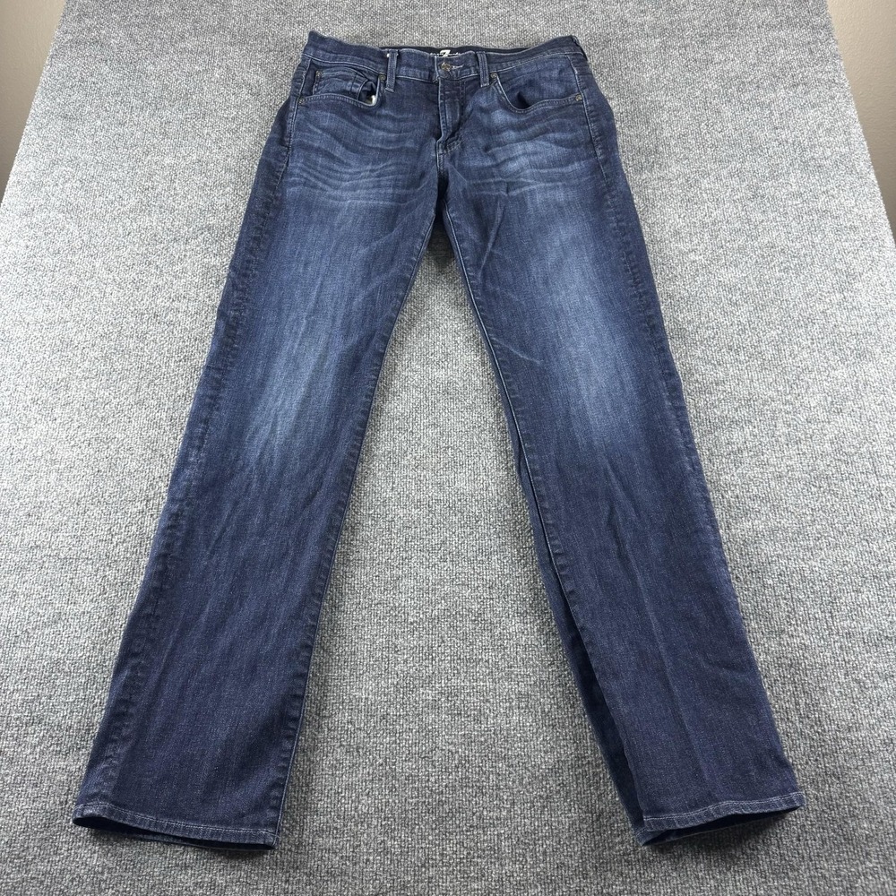 7 For All Mankind Austyn Jeans Mens 33 Blue Straight Medium Wash Denim